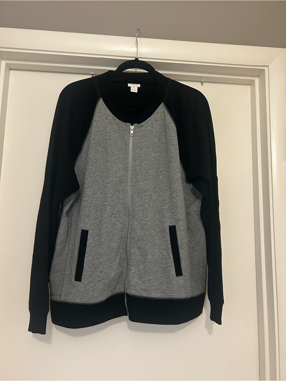 NWOT J. Crew Two-Tone Bomber Jacket in Gray & Black